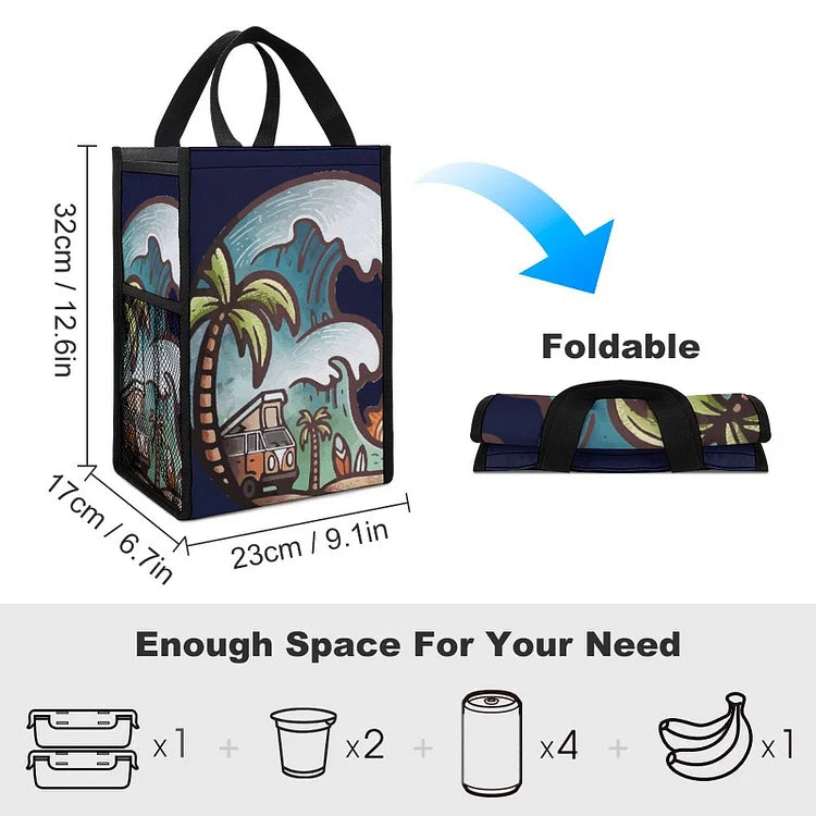 Chic Lunch Bag with Mesh Pocket - 图片 2