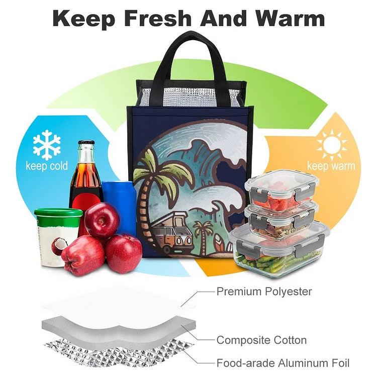 Chic Lunch Bag with Mesh Pocket - 图片 4